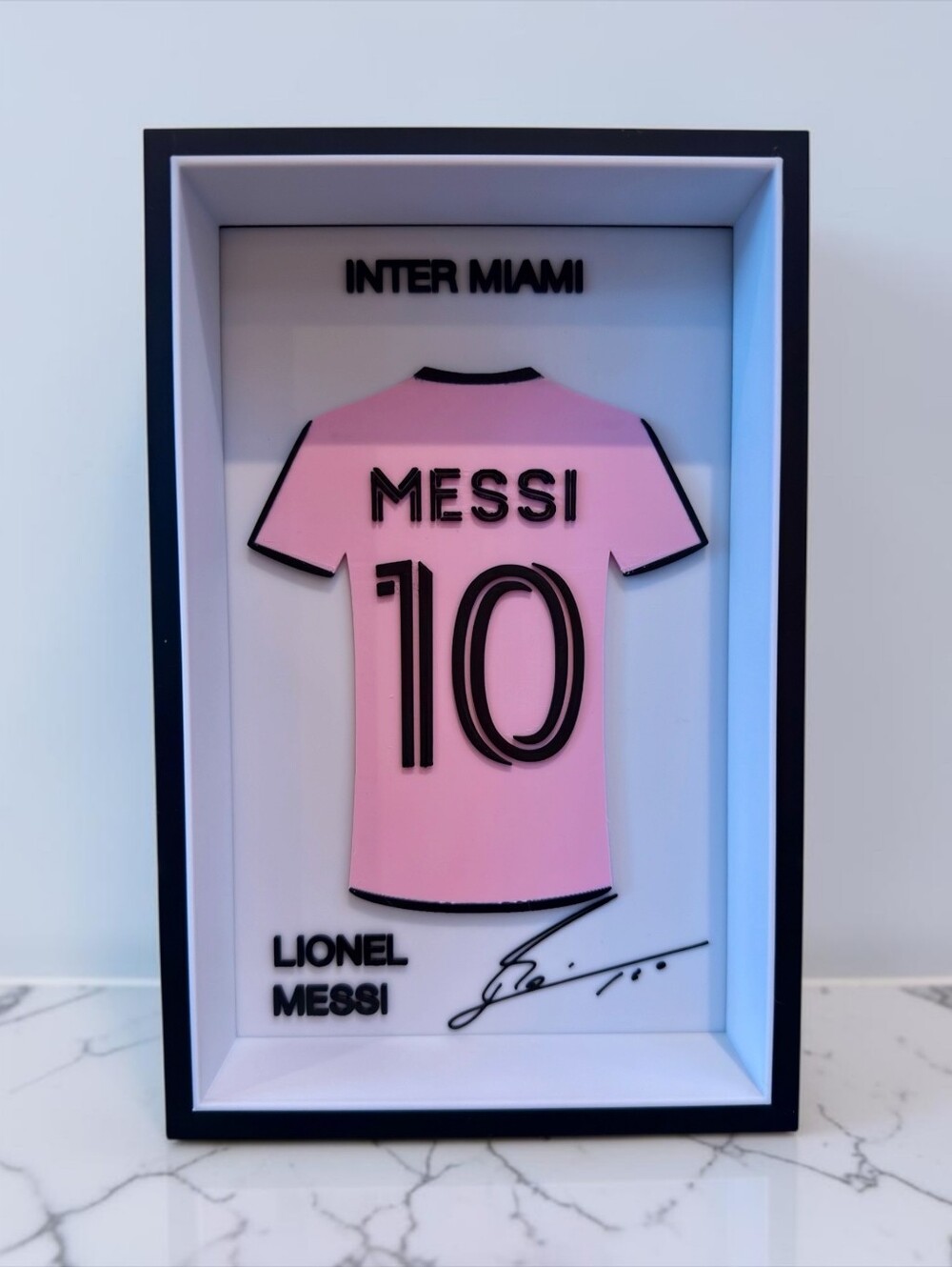 Lionel Messi Inter Miami #10 3D Jersey Shadow Box Display Frame Soccer Gift